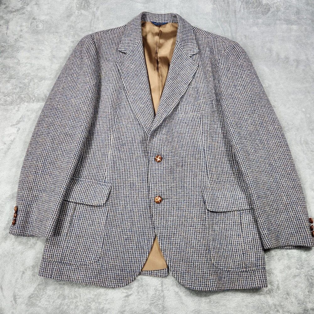 Pendleton Wool Sport Coat Mens Size 44 Houndstooth Gray Tweed‎